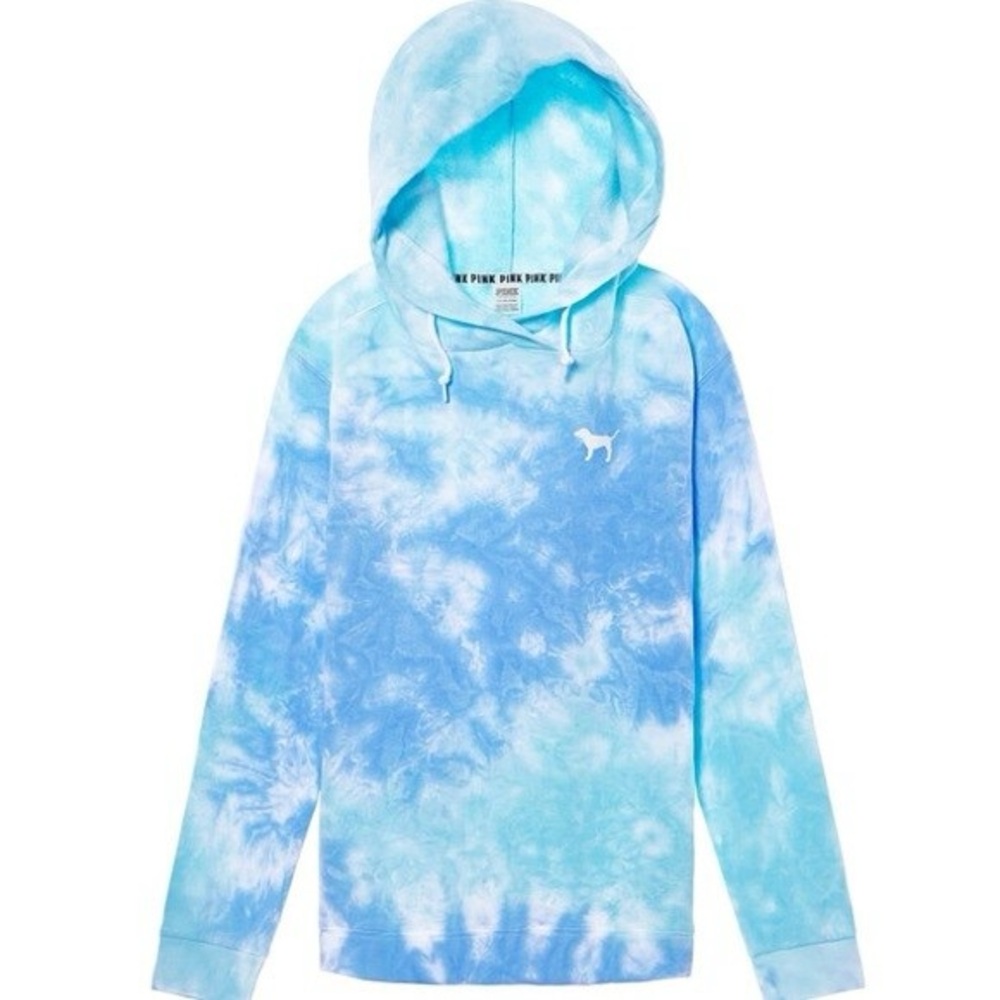 Pink Victoria's Secret Blue and Green Tie-Dye Sweatshirt medium - Picture 2 of 6